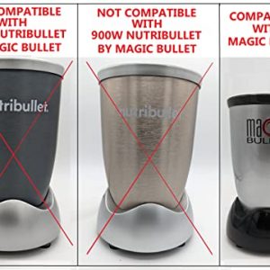 Blendin 2 Pack Short Cup with Black Jar Lid, Compatible with Original Magic Bullet Blender Juicer 250W MB1001