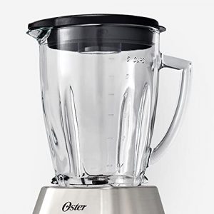 Oster Master Series 800 Watt Kitchen Blender w/ Pre-Programmed Texture Select Settings, 6 Cup Shatter Resisting Glass Jar, and 24 Ounce Blend-N-Go Cup