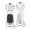 Vzaahu Clear Acrylic Salt and Pepper Grinder Set of 2 Refillable Sea Salt Pepper Grinder Kitchen Pepper Shaker for Sea Salt Adjustable Coarseness Ceramic Grinder