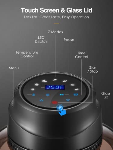 Ke- 7-in-1 Air Fryer Lid for Instapot 6 Qt & 8 Qt, Instant Crisp with digital Touchscreen, Fits Electric Pressure Cooker Metal Pot, 95% Less Oil, Accessories and Recipes Included, black