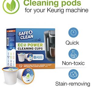 8-Pack Rinse & Cleaning Pods Compatible With Keurig Coffee Makers 1.0 & 2.0. Stain Remover. Non-Toxic