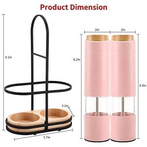 Automatic Pepper Salt Grinder Mill Set: Battery Powered Electric One Hand Operation Sal Peper Shaker with Stand Lid, Adjustable Coarseness Gravity Refillable Peppermills with Light for Home Friends