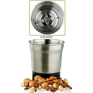 Ovente Stainless Steel Grinding Bowl with 4 Blade 2.1 Ounce, Easy to Clean, Grinder Attachment for CG620 Coffee Grinder, Perfect Grind for Coffee Beans, Nuts, and More, Silver ACPCG6000