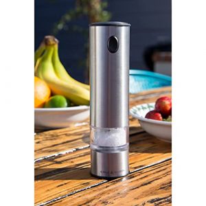 Cole & Mason Electric Salt and Pepper Grinder Set, Battery Operated Mill, Stainless Steel, 8