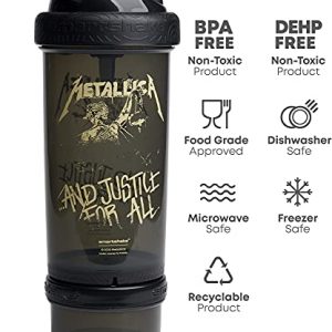 Smartshake Revive Metallica Shaker Bottles for Protein Mixes With Storage 25 Oz – Workout Shaker Cups for Protein Shakes + Powder – Rock Band Collection