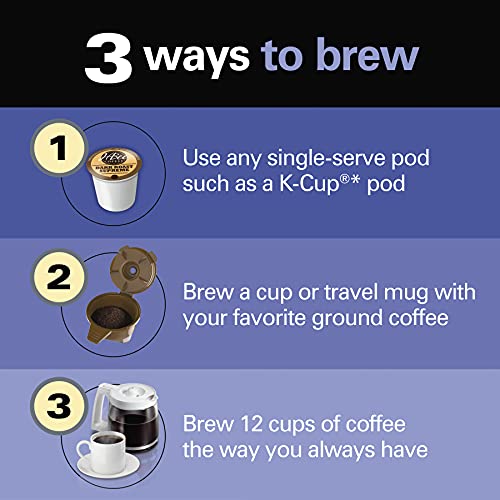 Hamilton Beach FlexBrew Trio 2-Way Coffee Maker, Compatible with K-Cup Pods or Grounds, Combo, Single Serve & Full 12c Pot, White