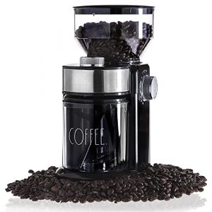 Coffee Grinder, Electric Burr Coffee Grinder, Perfect Grinder for Coffee, French Press, Espresso, and Drip Coffee 18 Grinding Settings, Electric Coffee Grinder Labeled "COFFEE" in Black by Rae Dunn