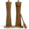 Finnhomy Salt and Pepper Grinder Set, Acacia Wood Adjustable Coarseness Pepper Mill with Wooden Stand, Cleaning Brush & Spoon, Pepper Grinder Refillable, 2 Pack Salt and Pepper Shakers, 8.5 Inches