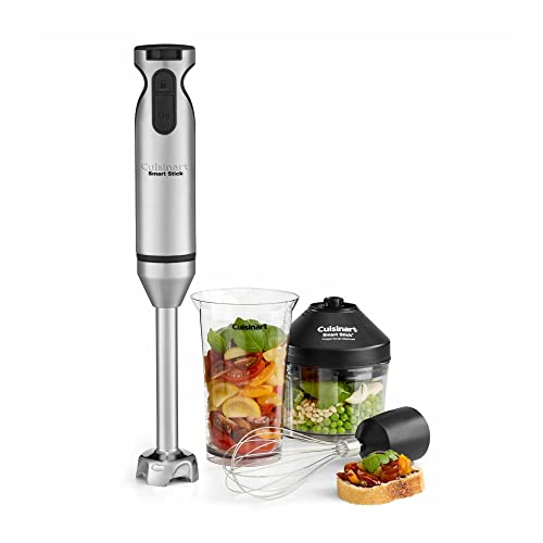 Cuisinart CSB-185 Stainless Steel Smart Stick Variable-Speed Hand Blender with 3-Piece Accessory Set