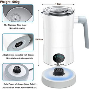 newoer Electric Milk Frother and Warmer,4 in 1 Automatic Milk Frothers 400W Automatic Milk Foam Maker with Hot & Cold Milk Functionality for Latte Coffee Hot Chocolates Cappuccino