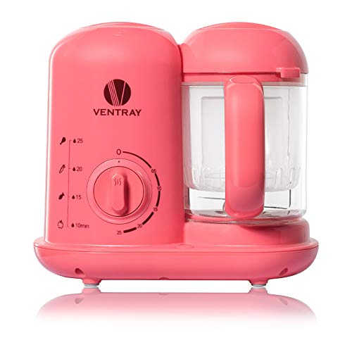 Ventray Baby Food Maker, Puree Food Processor Steamer Blender Cooker Warmer Machine for Baby Toddler, All-in-one Auto Cooking Easy Clean and BPA-Free - Pink