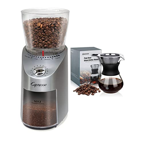 Capresso 575.05 Infinity Plus Conical Burr Grinder (Stainless Steel) Bundle with Coffee Maker Set (2 Items)