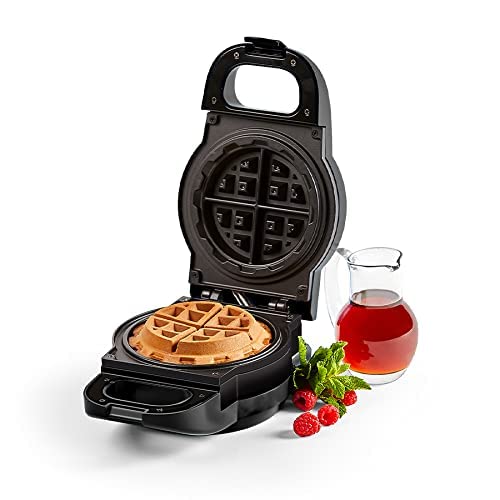 PowerXL Wafflizer, Stuffed Waffle Maker & Belgian Waffle Iron with 2” Extra Deep Pockets, Nonstick Plates, Classic Round Shape, 4-Slice, , Black (Black, 5 Inch)