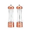 8inches Salt and Pepper Grinders Refillable Set, Clear Ceramic Peppercorns Sea Salt Mill with Adjustable Coarseness, for Kitchen Restaurant by DEERLET (2pcs)