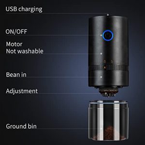 PARACITY Coffee Grinder Electric Burr, Small Cordless Coffee Grinder Mini with Multi Grind Setting, Portable Coffee Bean Grinder Automatic for Camping/ Drip/ Espresso/ Pour Over French Press, USB
