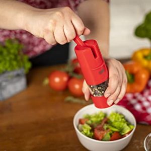 Kuhn Rikon Adjustable Ratchet Grinder with Ceramic Mechanism for Salt, Pepper and Spices, 8.5 x 2.25 inches, Red