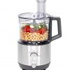 GE Food Processor | 12 Cup | Complete With 3 Feeding Tubes, Stainless Steel Mixing Blade & Shredding Disc | 3 Speed | Great for Shredded Cheese, Chicken & More | Kitchen Essentials | 550 Watts