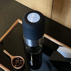 Minoto Electric Ceramic Conical Burr Coffee Grinder - 5 Adjustable Grind Settings - Whole Bean Mill for Aeropress, Drip Coffee, Espresso, French Press, Cold Brew - Portable & Travel Friendly