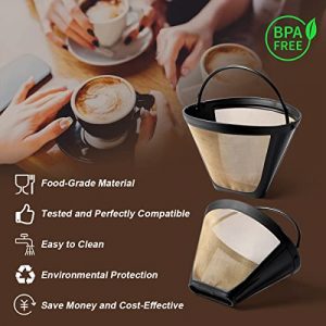 AIEVE Reusable Coffee Filter for Ninja Dual Brew Pro Coffee Maker, 2 Pack Permanent Replacement Cone Coffee Maker Filter Perfectly Compatible with Ninja CFP301 DualBrew Pro Specialty Coffee Maker