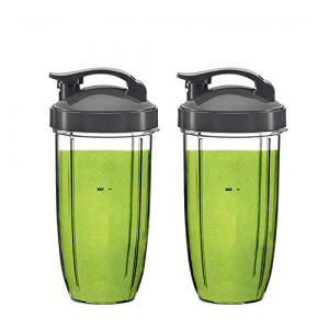 2-Pack Blender Replacement Cups 24 oz for Original NutriBullet Pro 900w/ 600w Extractor Blade Juicer Parts with 2 Flip Top To Go Lids