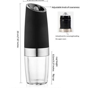 Fshopping electric salt and pepper grinder Gravity induction starting with adjustable coarseness battery power supply blue led light one-hand operation