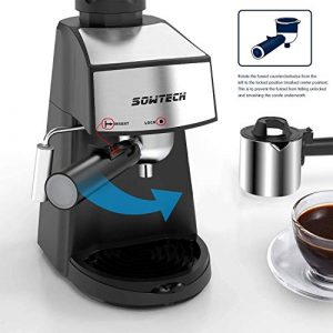 SOWTECH Steam Espresso Machine 3.5 Bar 4 Cup Espresso Maker Cappuccino Latte Machine with Steam Milk Frother and Mug