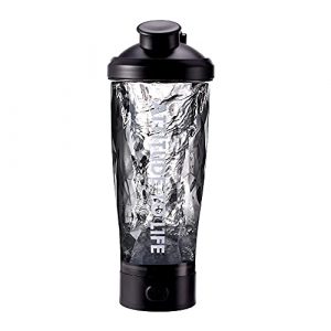 20 oz Electric Protein Powder Shaker Bottles Portable Vortex Hand Mixer Cups BPA Free Tritan Mug for Fitness Cocktail Smoothie Best Gym Accessories for Men (Black)