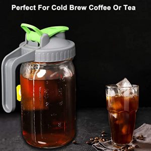 Cold Brew Mason Jar Iced Coffee Maker 64 Oz Wide Mouth Jar Cold Brew Pitcher With Coffee Filter Food Grade Airtight & Leak-Proof Pitcher 2 Quart