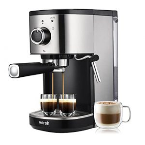Wirsh Espresso Machine, 15 Bar Espresso Maker with Milk Frother for Espresso, Latte and Cappuccino, Expresso Coffee Machine with 42 oz removable water tank, Stainless Steel