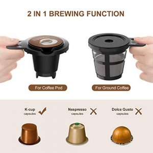 Singles Serve Coffee Makers For K Cup Pod & Coffee Ground, Mini 2 In 1 Coffee Maker Machines 30 Oz Reservoir Brew Strength Control Small Coffee Brewer Machine for office Home Kitchen- Black