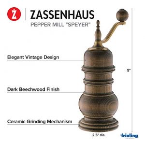 Zassenhaus Speyer 5.1-Inch Dark Stained Beech Pepper Mill