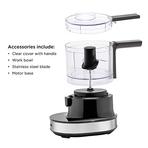 Chefman Electric 4-Cup Food Chopper Blender with Revolutionary Vertical Motion Auto-Chopping for Perfectly Even Mixing Results, Dishwasher-Safe Stainless Steel Dual Blades, BPA-Free Bowl & Lid, Black