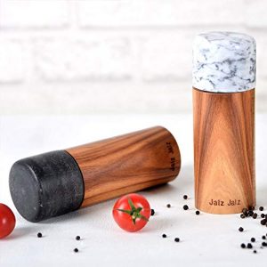 jalz jalz Wooden Salt and Pepper Grinder Set - Adjustable Ceramic Himalayan Salt Grinder & Pepper Mill Refillable