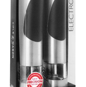 COLE & MASON Richmond Electric Salt and Pepper Grinder Set - Stainless Steel Electronic Mills Include Gift Box and Gourmet Precision Mechanisms