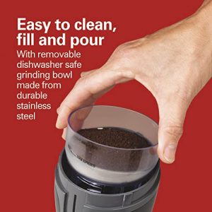 Hamilton Beach Fresh Grind Electric Coffee Grinder for Beans, Spices and More, Stainless Steel Blades, Removable Chamber, Makes up to 12 Cups, Black