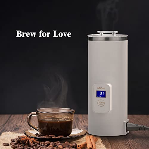 iMiGoo Portable Coffee Maker 8 OZ - Single Cup Coffee Percolator - Tea Maker - Electric Kettle - 304 Stainless Steel - AC 110-120V White