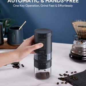 OUTIN Portable Cordless Electric Burr Coffee Grinder with 5 Grind Settings & 1600mAh Battery, Automatic Small Mini Camping Coffe Mill with 50g Bean Capacity for Espresso, Drip, Pour Over, French Press