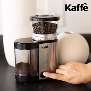 Kaffe Electric Burr Coffee Grinder. 20 Settings (4.5oz Capacity) Stainless Steel - Perfect Grinder for Coffee, Spices, Grains, Nuts, Herbs. Cleaning Brush Included. (New Model 2022)