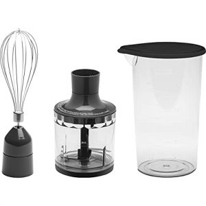 GE Immersion Blender Accessory Kit | Includes Chopping Bowl, Attachable Whisk & 20-Ounce Measuring Cup | Accessories for Handheld Blender | Stainless Steel