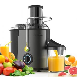 Juicer Machine, 800W Centrifugal Juice Extractor with Wide Mouth 3” Feed Chute for Whole Fruit Vegetable, Easy to Clean, Anti-drip, BPA-free, Stainless Steel, Juicer Ultra Power 3 Speed Control (Grey)