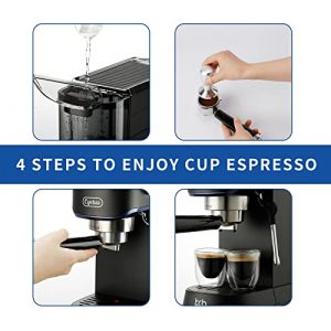 CYETUS Espresso Machine for Home Barista CYK7602, Milk Steam Frother Wand, for Espresso, Cappuccino and Latte, Black