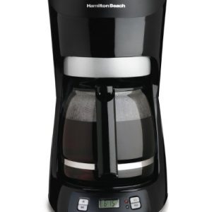 Hamilton Beach 12 Cup Programmable Coffee Maker with Digital Clock and Cone Filter, Auto Shut Off (49467), Black