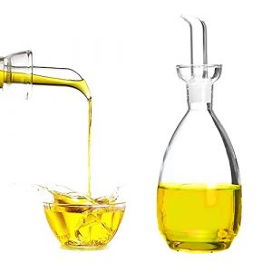 Affogato Glass Oil Bottle with Spout, Olive Oil Dispenser Vinegar Drizzler Pourer Stopper Pot, Soy Sauce Vinegar Cruet Non Drip Heat-Resistant for Cooking Kitchen Restaurant BBQ (27 oz)