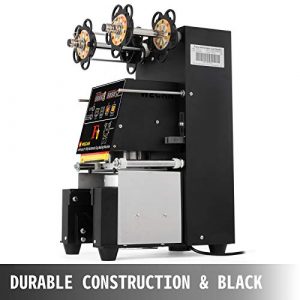 VEVOR Fully Automatic Sealing Machine 500-650Cups Per Hour Boba Sealer Digital Control Black Cup Sealer Machine for Milk Tea Coffee