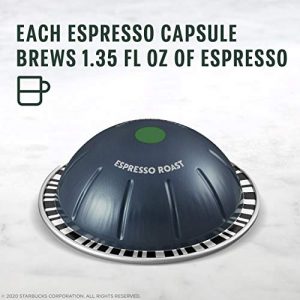 Starbucks Capsules for Nespresso Vertuo Machines — Dark Roast Espresso Roast — 5 boxes (50 espresso pods total)