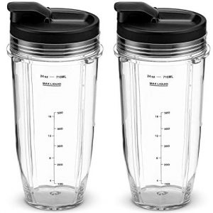 Nutri Ninja Blender Cup 24 oz. Tritan Cups with Sip & Seal Lids. Compatible with BL480, BL490, BL640, BL680 Auto IQ Series Blenders (Pack of 2)