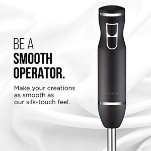 Chefman Immersion Stick Hand Blender with Stainless Steel Shaft & Blades Powerful Ice Crushing 2-Speed Control Handheld Mixer, Purees Smoothie, Sauces & Soups,300 Watts, Black
