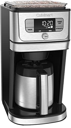 Cuisinart Fully Automatic Burr Grind and Brew Thermal Coffeemaker (10 Cup) with Stainless Steel Coffee Canister Bundle (2 Items)