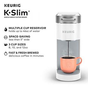 Keurig K-Slim Coffee Maker, Single Serve K-Cup Pod Coffee Brewer, 8 to 12oz. Brew Sizes, White