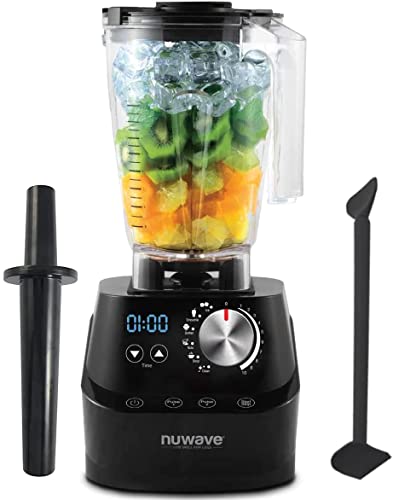 NUWAVE Infinity Blender 64oz – NSF Certified Professional Grade, Self-Cleaning - 6 presets & 10 Speed Settings for Shakes, Smoothies, Nut Butters, Crushed Ice & More – Comes w/ Plunger & Scraper